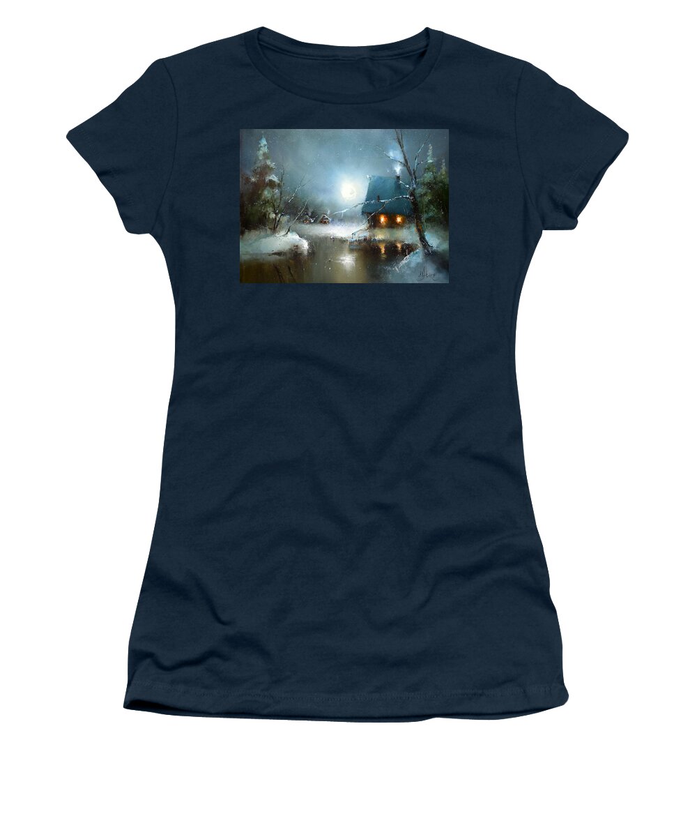 Russian Artists New Wave Women's T-Shirt featuring the painting Theater of Moon by Igor Medvedev