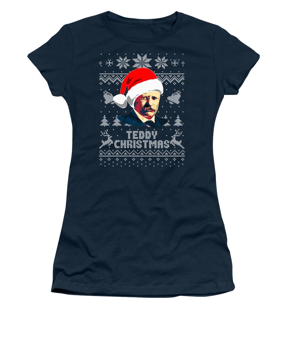 Santa Women's T-Shirt featuring the digital art Theodore Roosevelt Teddy Christmas by Filip Schpindel