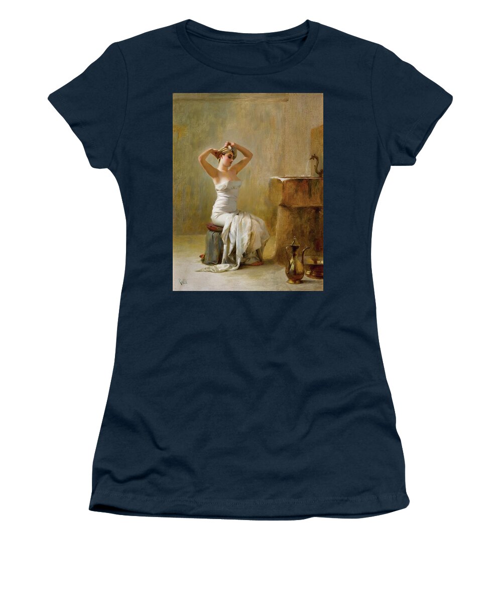  Women's T-Shirt featuring the painting Theodoros Ralli After The Bath by Theodoros Ralli