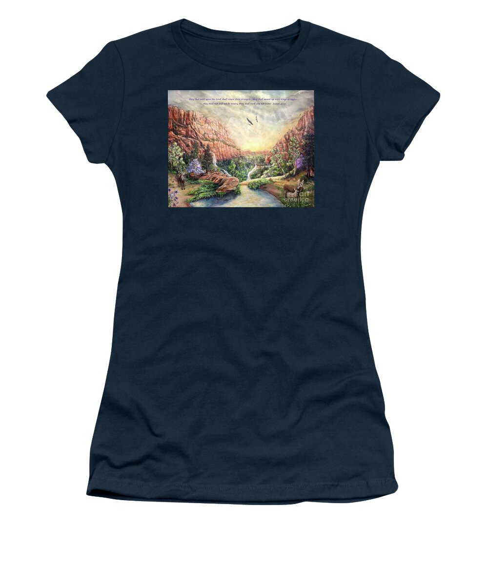 Zion Women's T-Shirt featuring the painting They Shall Mount up with wings as Eagles by Bonnie Marie