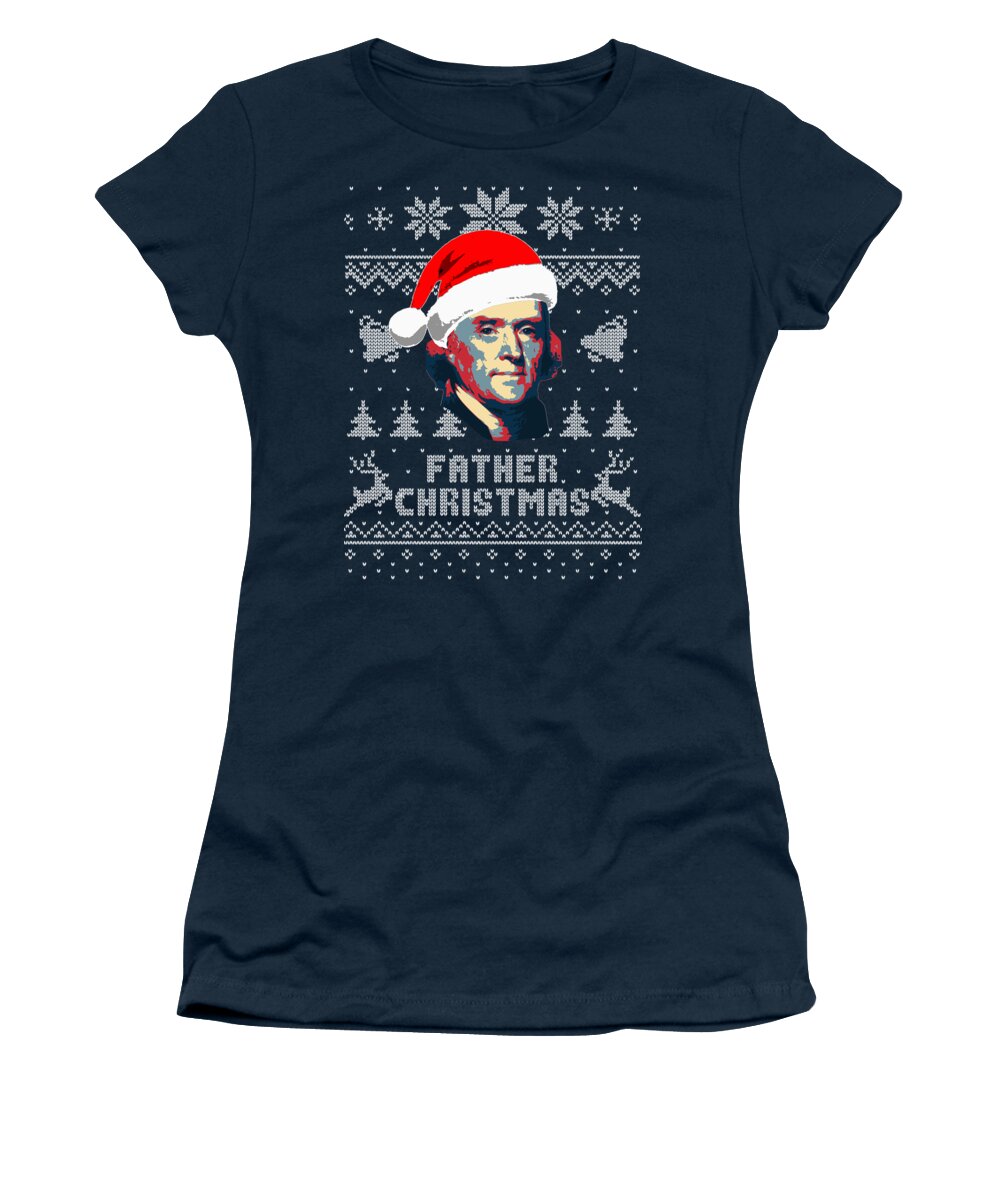 Santa Women's T-Shirt featuring the digital art Thomas Jefferson Father Christmas by Filip Schpindel