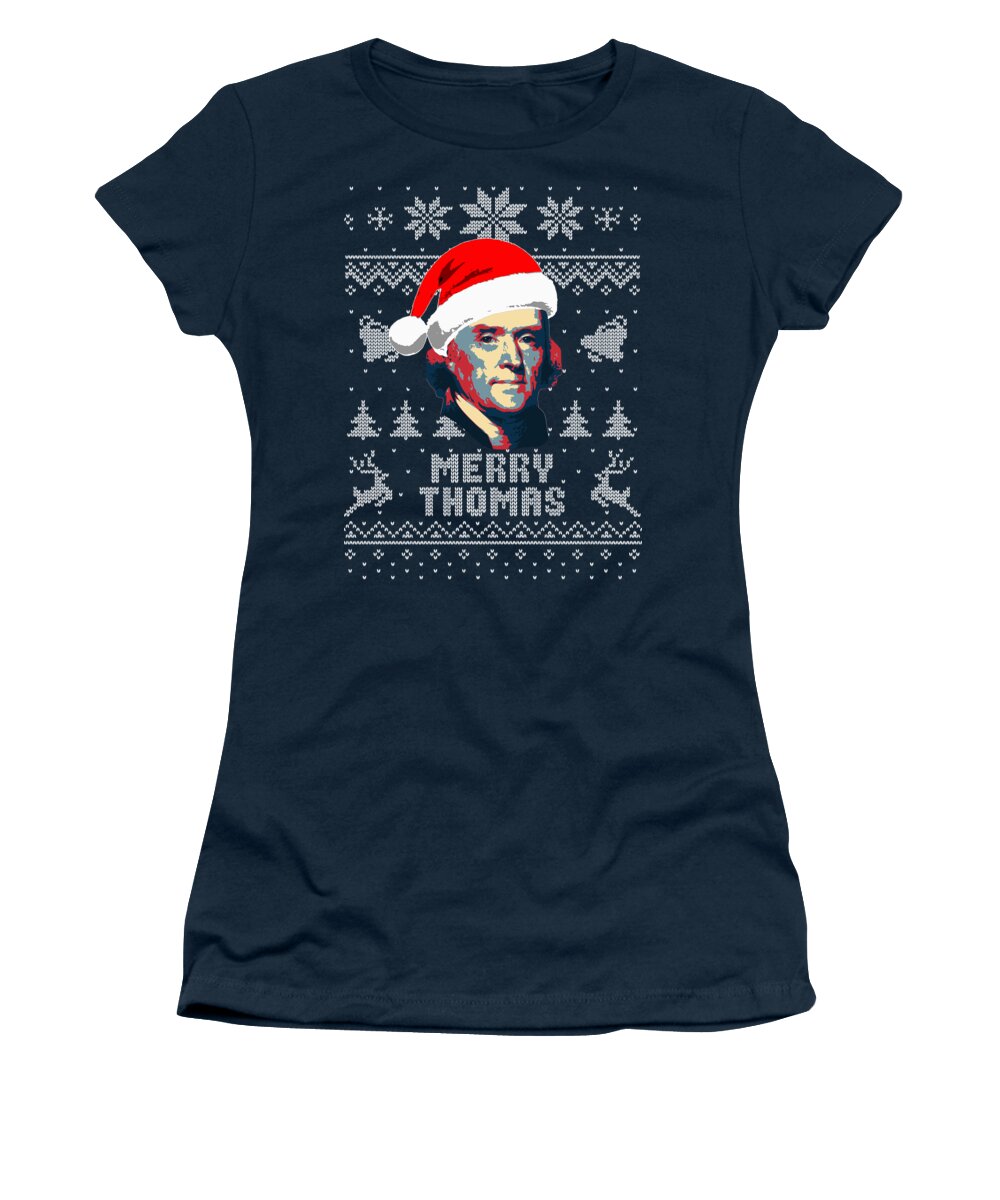 Santa Women's T-Shirt featuring the digital art Thomas Jefferson Merry Thomas by Filip Schpindel