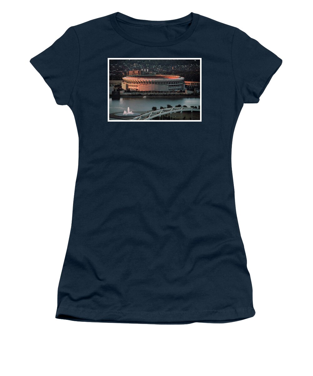 Three Rivers Stadium Women's T-Shirt featuring the photograph Three Rivers Stadium by ARTtography by David Bruce Kawchak