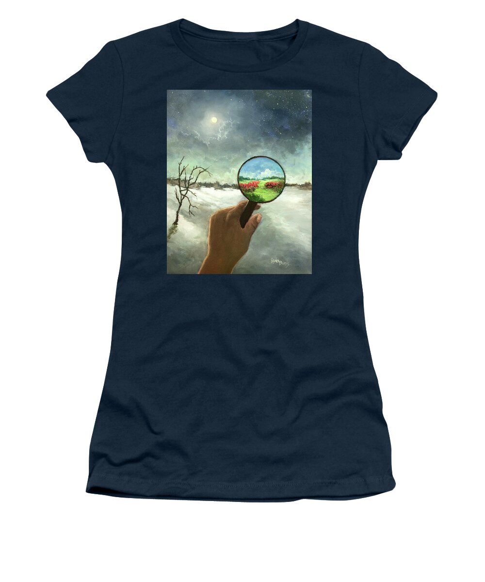 Visions Women's T-Shirt featuring the painting What We Choose To See by Rand Burns