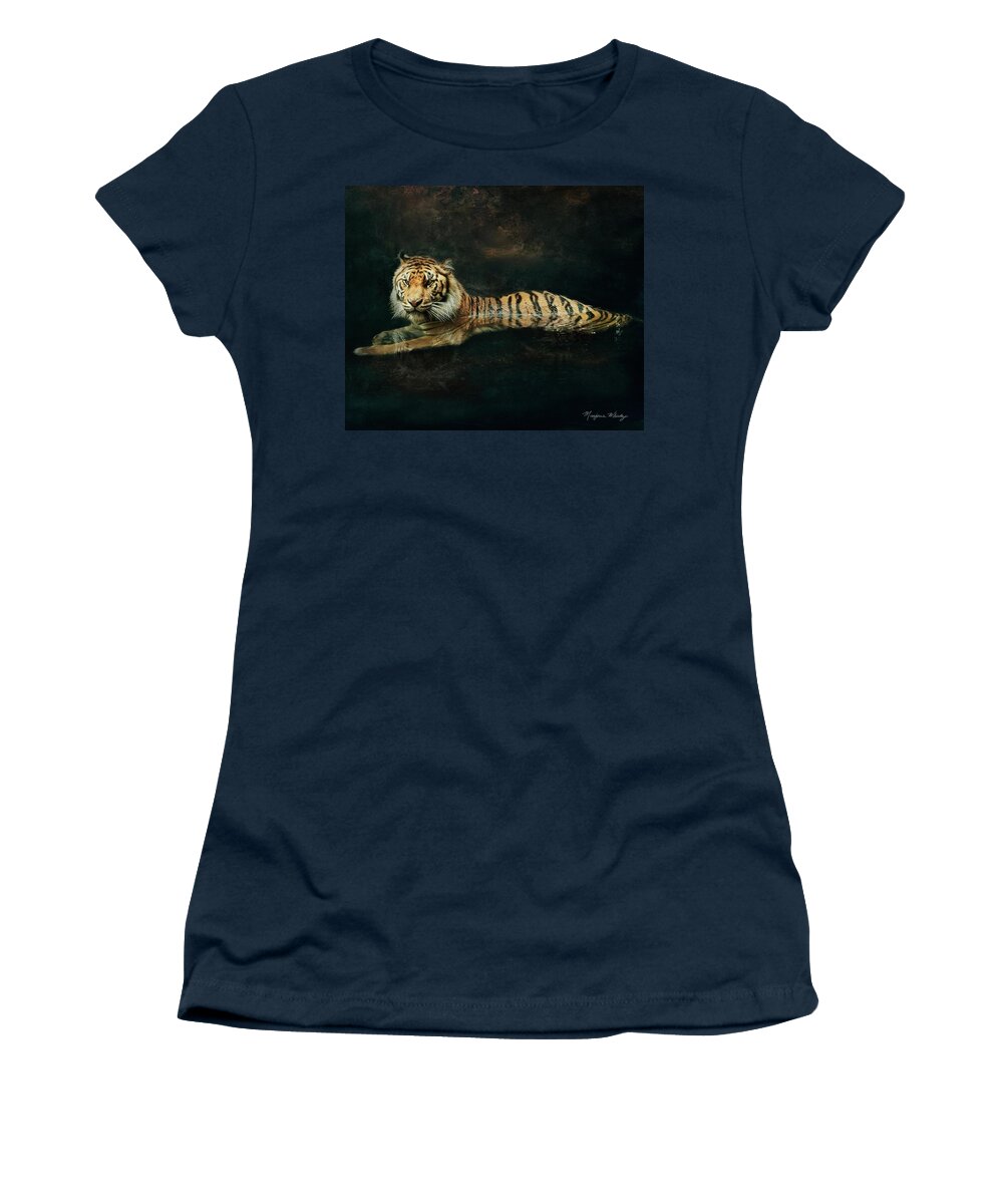 Texture Women's T-Shirt featuring the photograph Tiger In Water by Marjorie Whitley