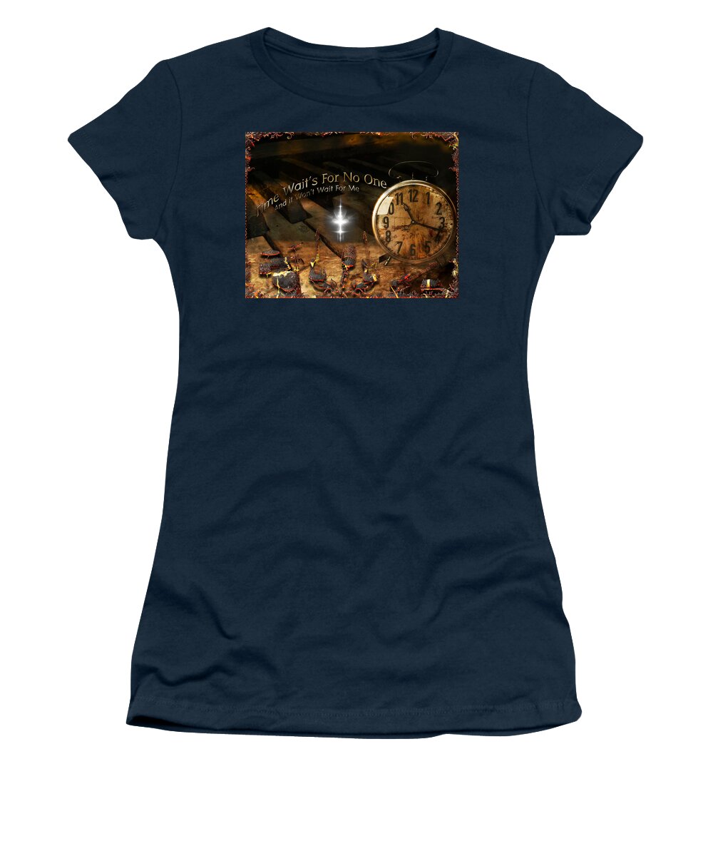 Band Women's T-Shirt featuring the digital art Time Wait's For No One by Michael Damiani
