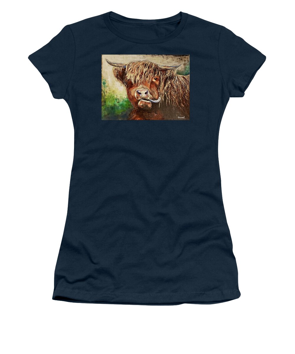 Highland Women's T-Shirt featuring the painting Tongue out by Sunel De Lange