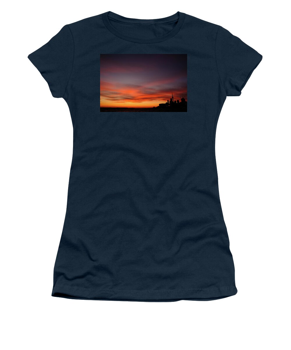 Toronto Women's T-Shirt featuring the photograph Toronto Sunset by Kreddible Trout