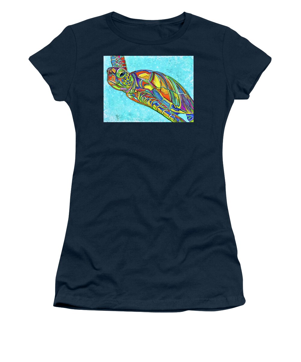 Sea Women's T-Shirt featuring the painting Tortuga Colorida by Mark Ray
