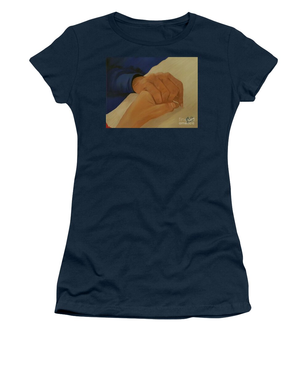 Mother Women's T-Shirt featuring the painting Touch of Love by Elizabeth Mauldin