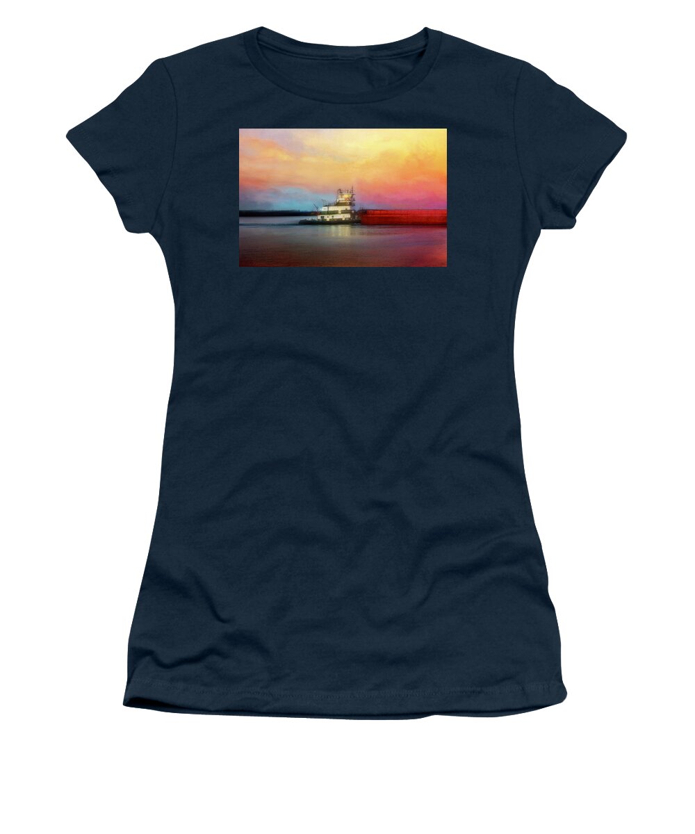 Maritime Women's T-Shirt featuring the digital art Tow Boat and Sky by Steven Gordon