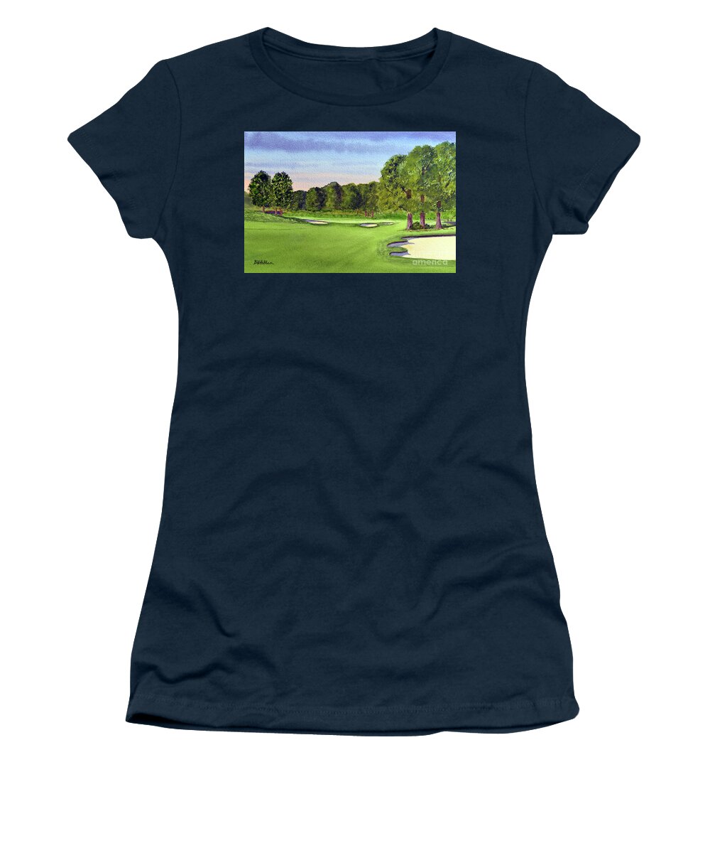 Tpc Southwind Golf Course Painting Women's T-Shirt featuring the painting TPC Southwind Golf Course Memphis TN by Bill Holkham