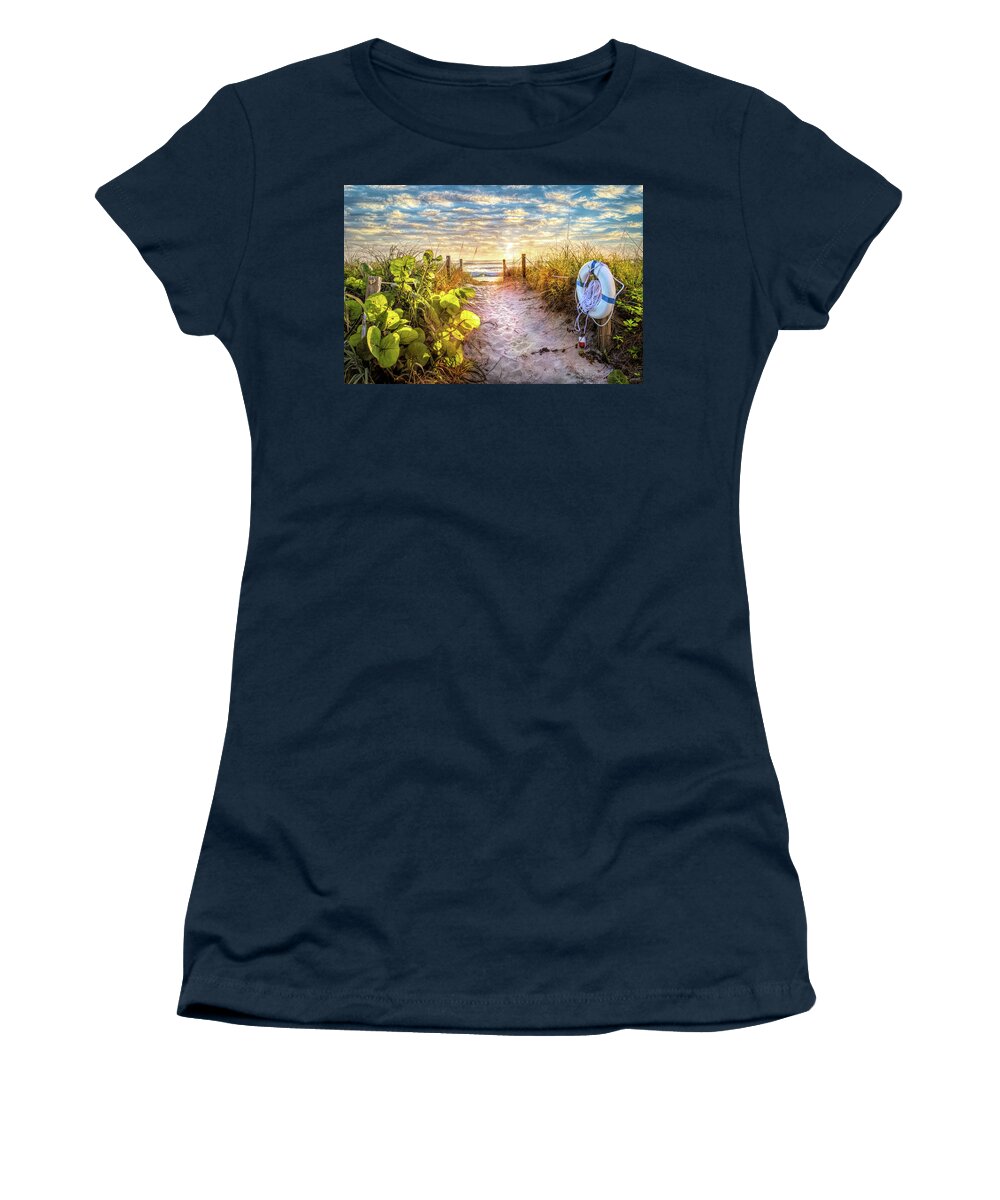 Clouds Women's T-Shirt featuring the photograph Trail Through the Dunes by Debra and Dave Vanderlaan