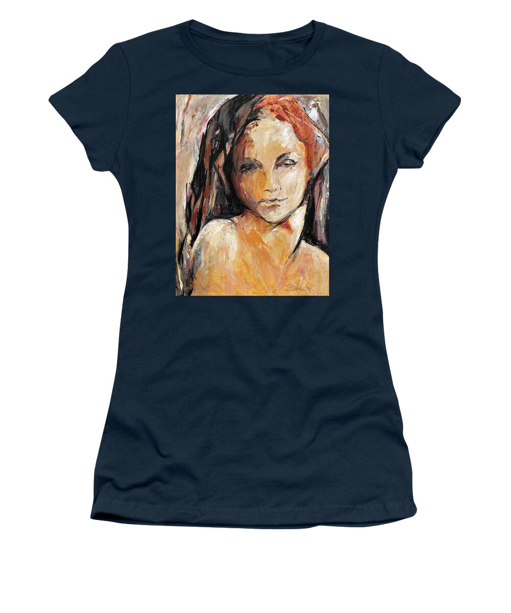 Faces Women's T-Shirt featuring the painting Tranquility by Sharon Sieben