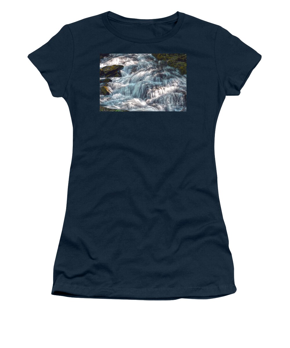Triple Falls Women's T-Shirt featuring the photograph Triple Falls On Bruce Creek 15 by Phil Perkins
