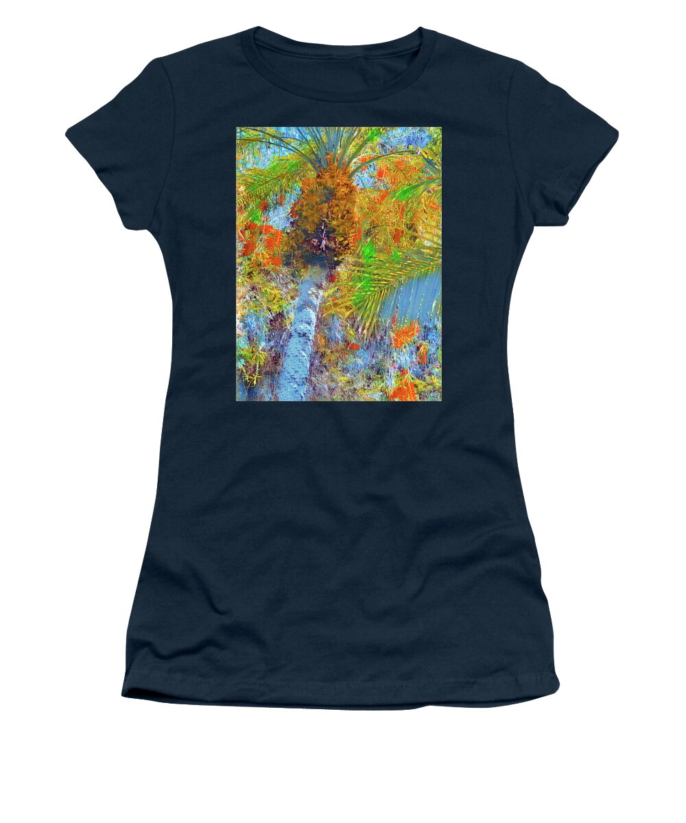 Abstract Women's T-Shirt featuring the mixed media Tropical Means Colorful by Sharon Williams Eng
