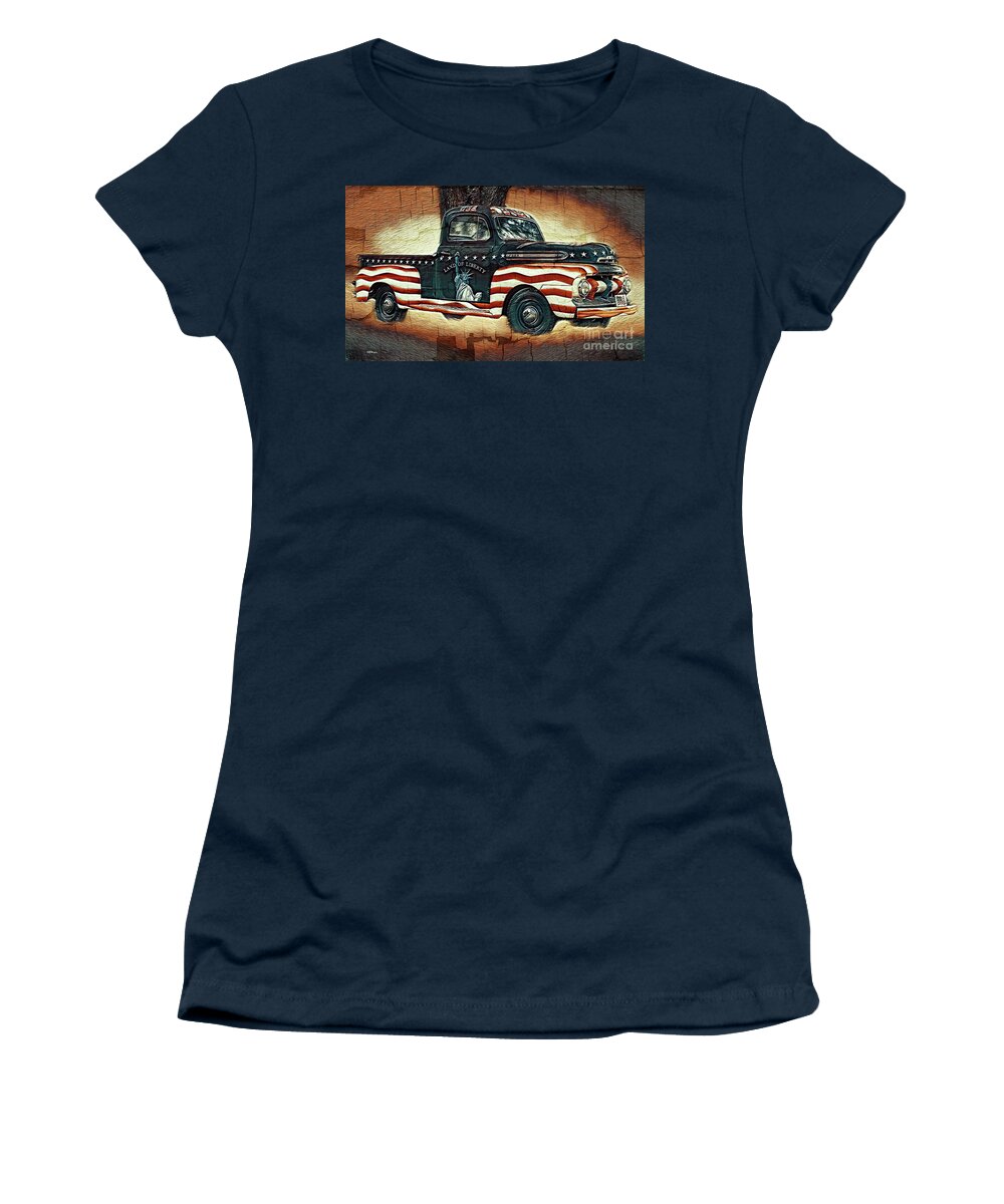 Trucks Women's T-Shirt featuring the mixed media Trucking Liberty 2 by DB Hayes