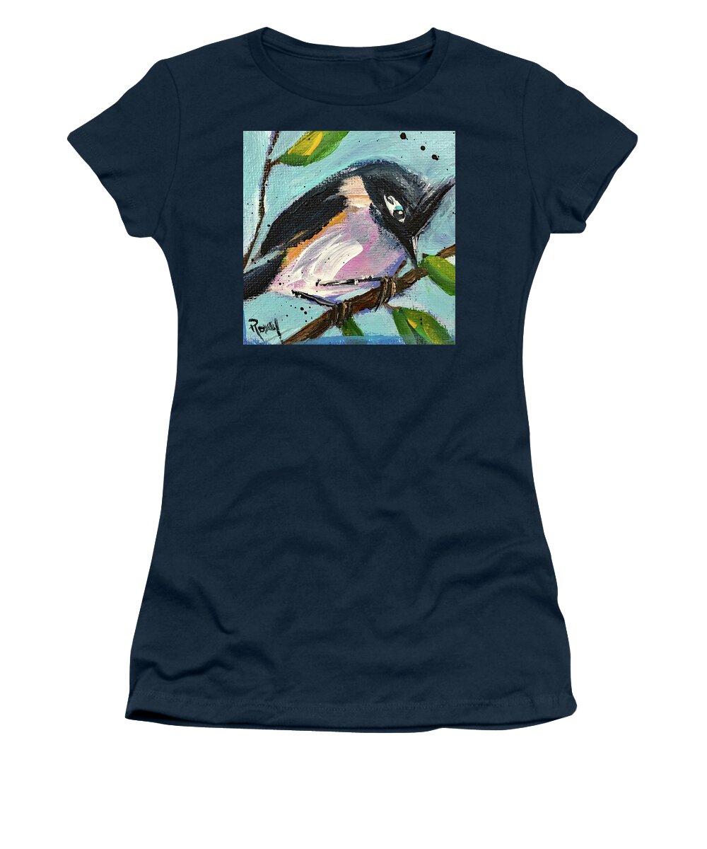 Titmouse Women's T-Shirt featuring the painting Tufted Titmouse by Roxy Rich