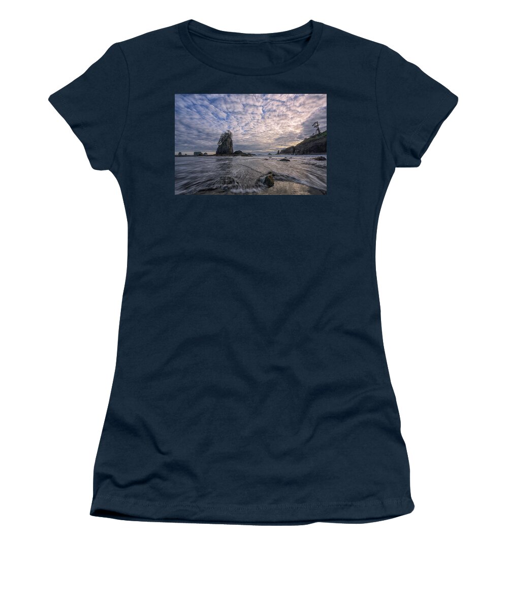 Second Beach Women's T-Shirt featuring the photograph Turbulent La Push by Dan Mihai