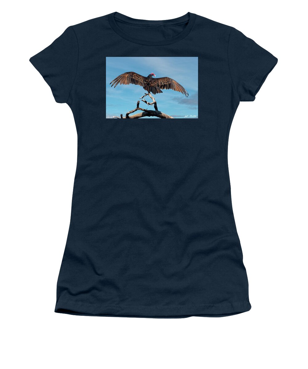 Adult Women's T-Shirt featuring the photograph Turkey Vulture Perched in a Dead Tree by Jeff Goulden