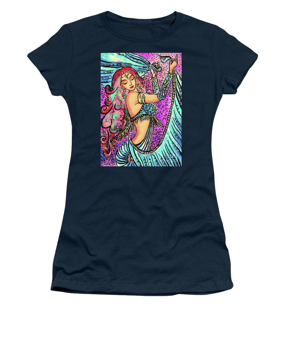 Belly Dancer Women's T-Shirt featuring the painting Turquoise Dancer by Eva Campbell