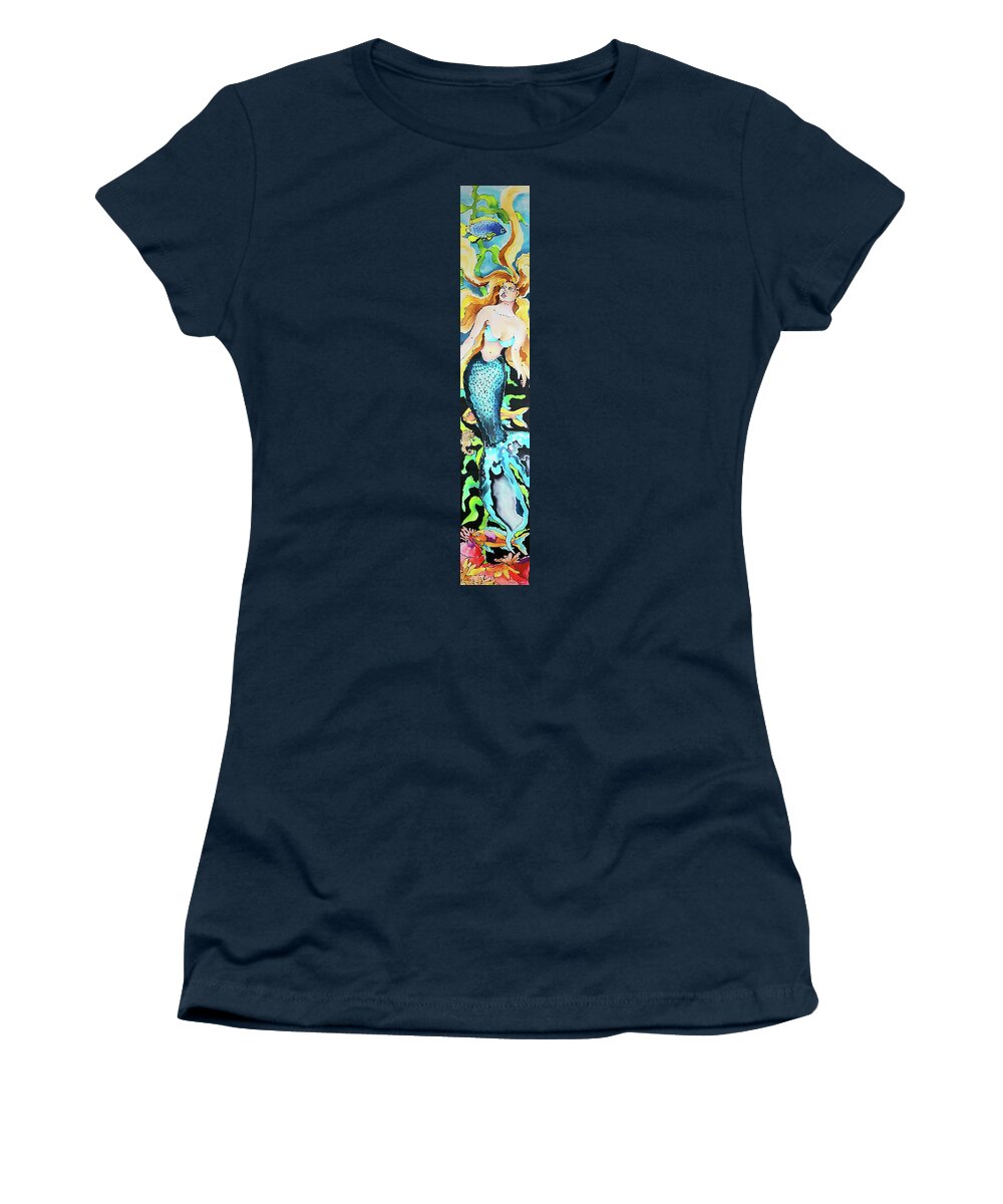 Karlakayart Women's T-Shirt featuring the painting Turquoise Mermaid by Karla Kay Benjamin