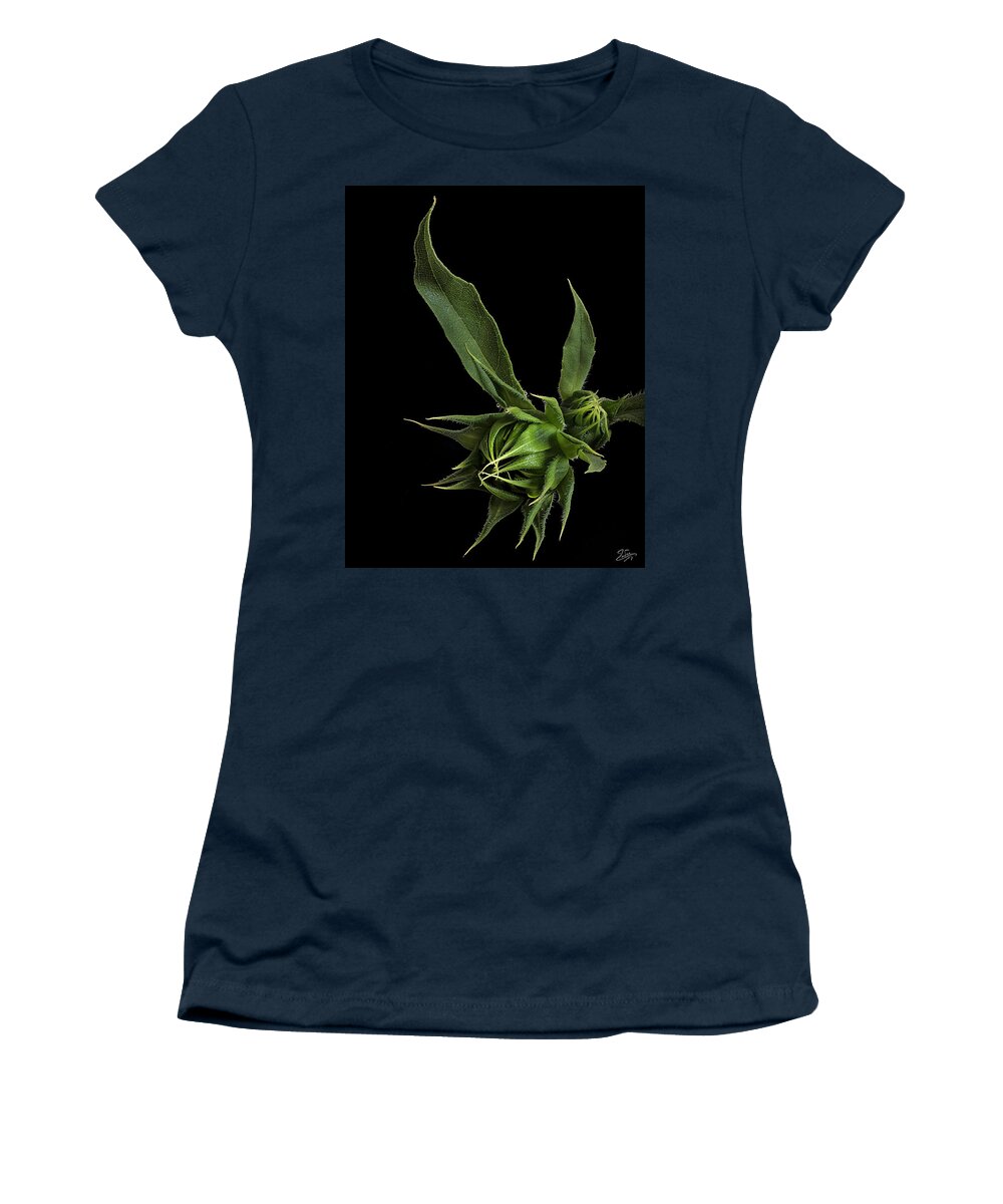 Wild Sunflower Buds Women's T-Shirt featuring the photograph Two Sunflower Buds by Endre Balogh