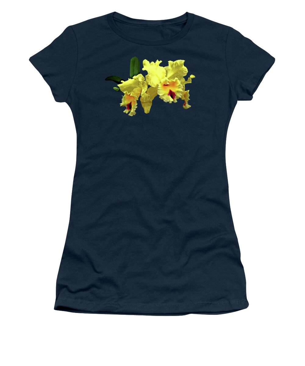 Orchid Women's T-Shirt featuring the photograph Two Yellow Cattleya Orchids by Susan Savad