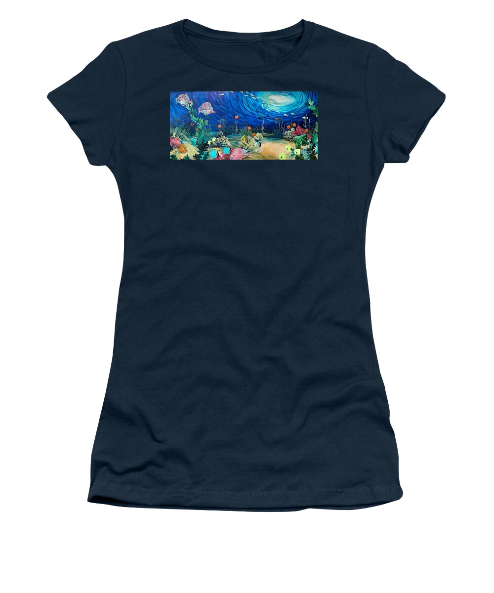 Sea Women's T-Shirt featuring the painting Under the Sea by Merana Cadorette