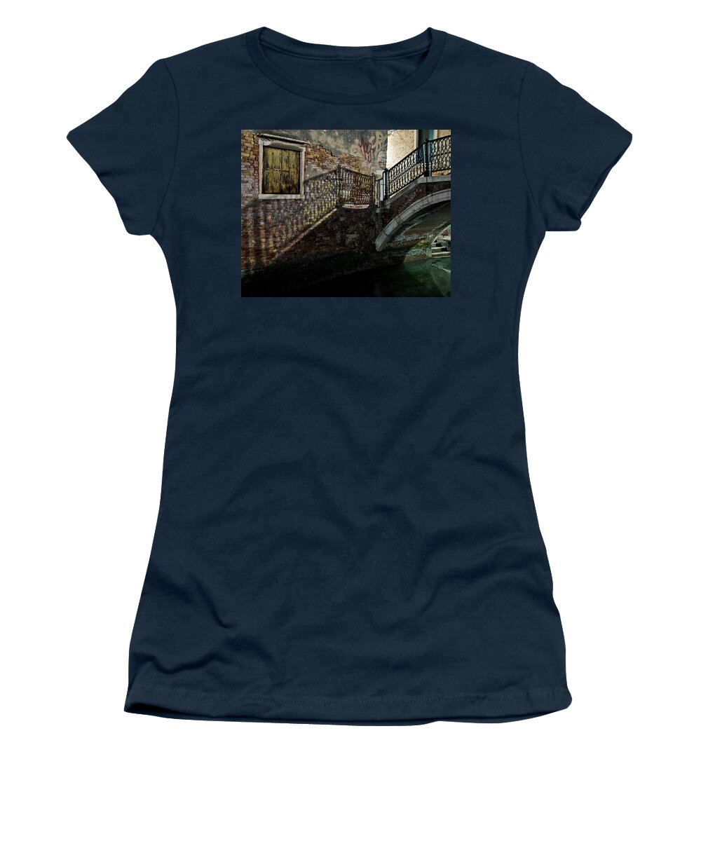 Ponte Women's T-Shirt featuring the photograph Under the shadow of a Venetian bridge by Eyes Of CC