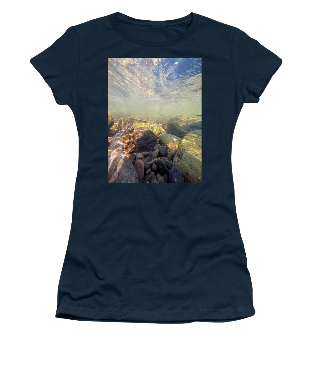River Women's T-Shirt featuring the photograph Underwater Scene - Upper Delaware River by Amelia Pearn