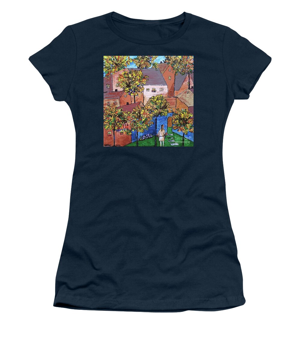  Women's T-Shirt featuring the painting Union Village by Mark SanSouci