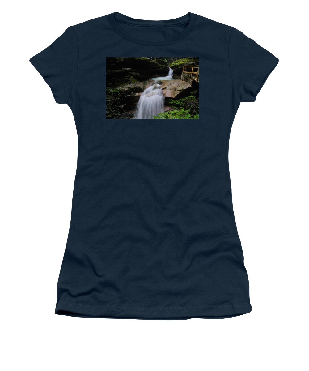White Mountains Women's T-Shirt featuring the photograph Upper Sabbaday Falls by Patricia Caron