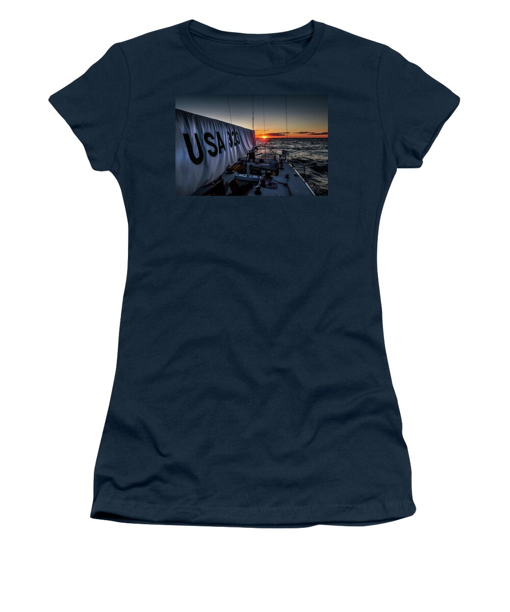 Ohana Women's T-Shirt featuring the photograph USA 323 Sunset in Lake Huron IMG_1529 by Michael Thomas