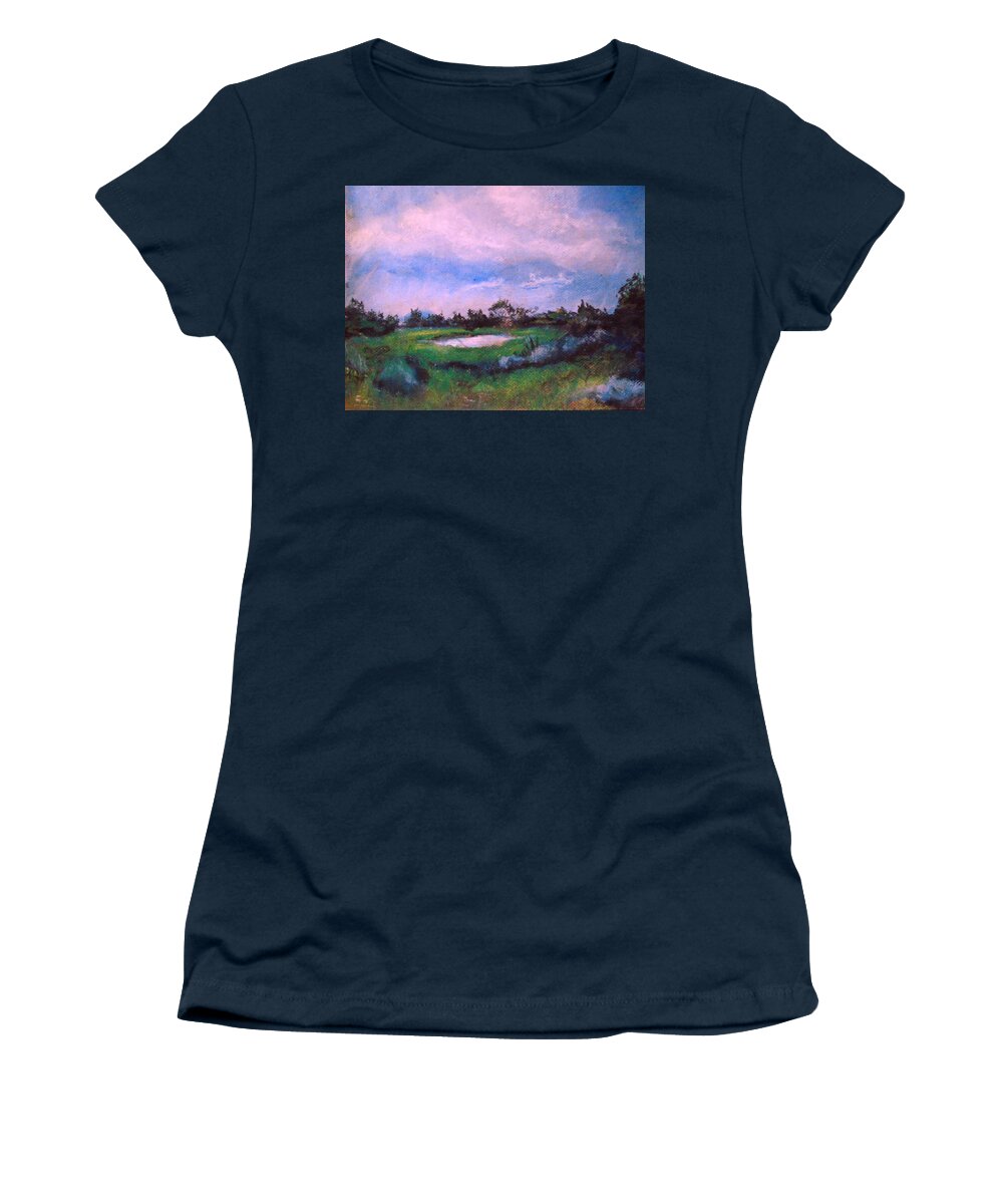 Landscape Women's T-Shirt featuring the painting Valley Escape by Jen Shearer