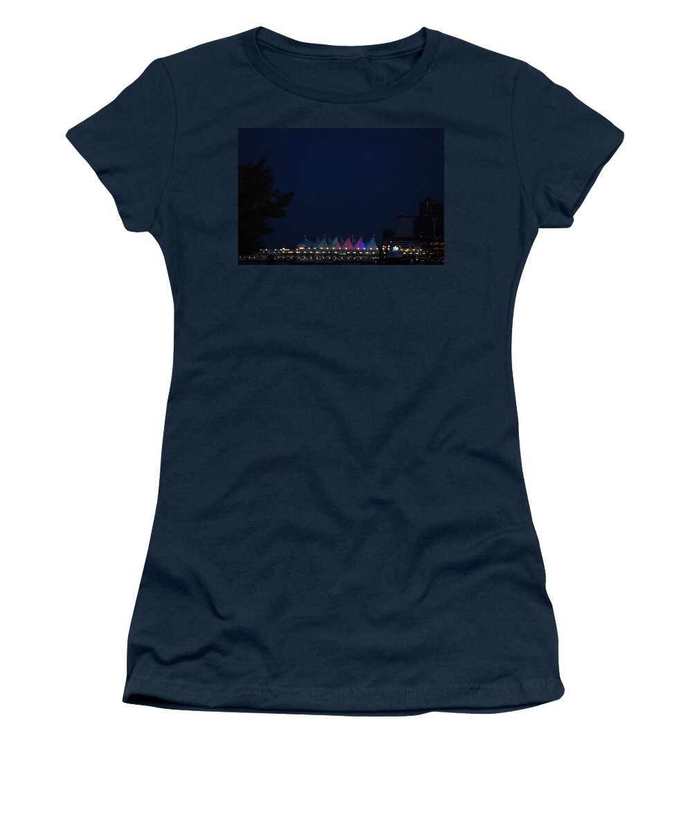 Night Women's T-Shirt featuring the photograph Vancouver at Night Canada Place by James Cousineau