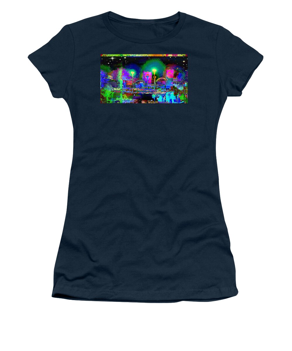 Las Vegas Women's T-Shirt featuring the digital art Vegas Glow by Karen Buford
