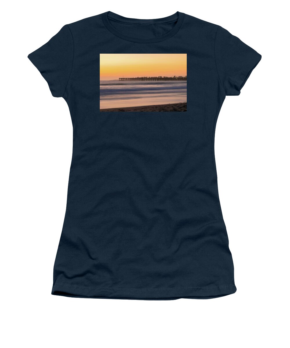 Ventura Women's T-Shirt featuring the photograph Ventura Pier Long Exposure Sunset by Matthew DeGrushe