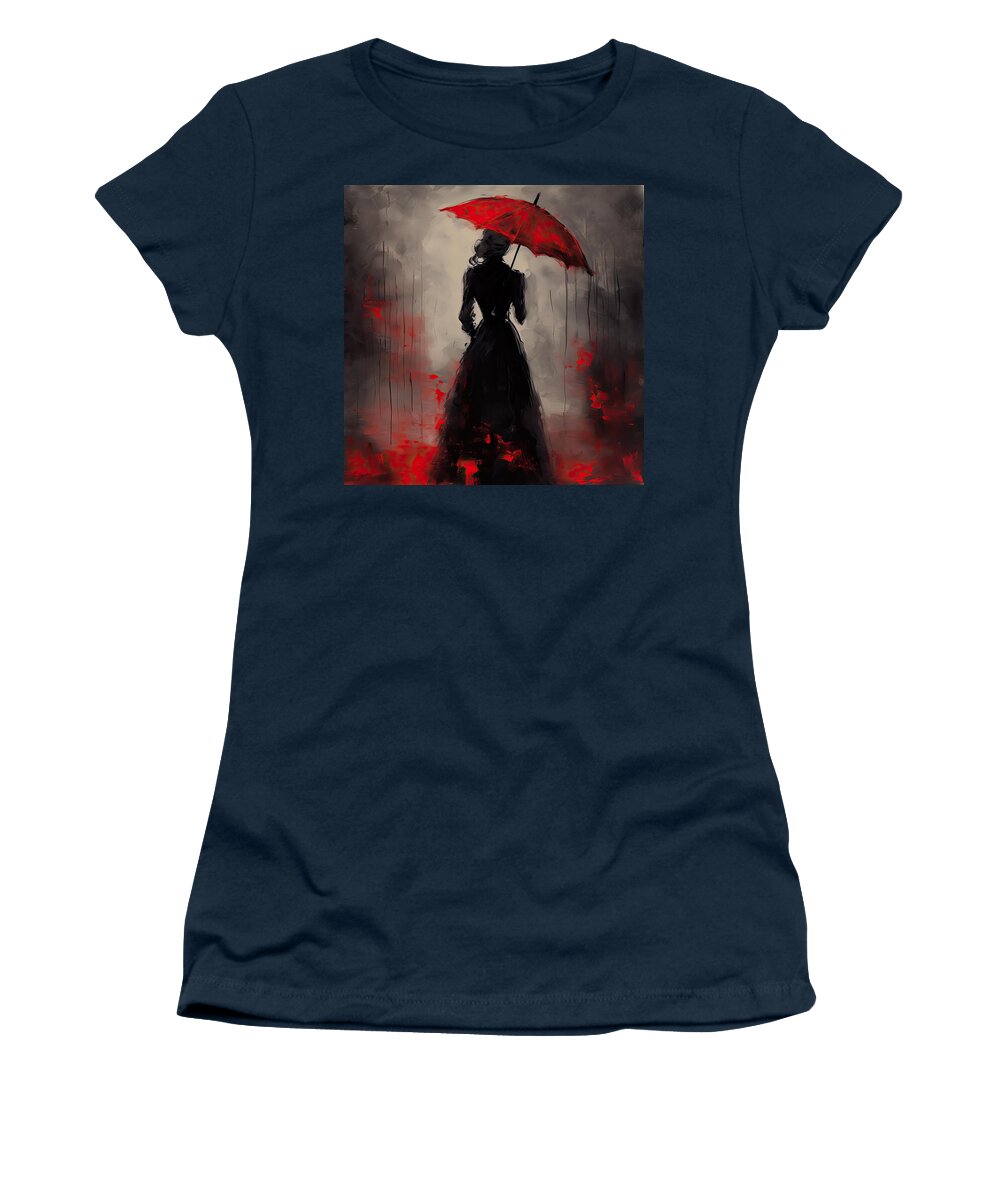 Victorian Lady Women's T-Shirt featuring the digital art Victorian Lady With Parasol by Lourry Legarde