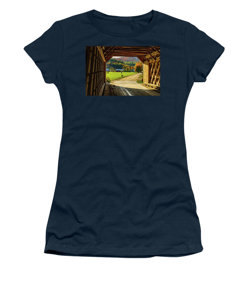 Interior Women's T-Shirt featuring the photograph View Through A Covered Bridge by Ann Moore