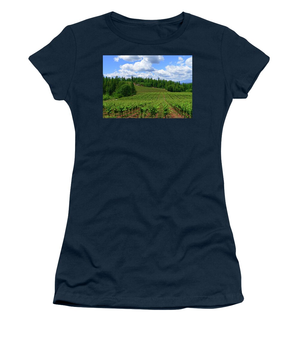 Vineyard Women's T-Shirt featuring the photograph Vineyard in June by Beverly Read