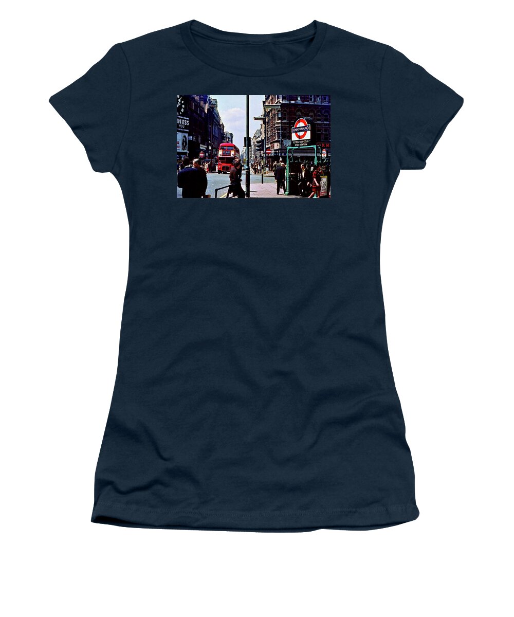 Vintage London Women's T-Shirt featuring the photograph Vintage London Tottenham Court Road Station by Ira Shander