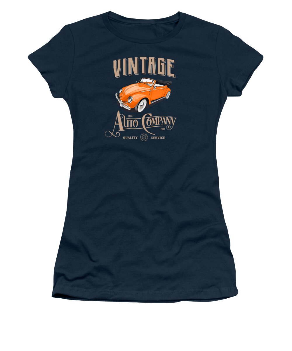 Vintage Women's T-Shirt featuring the mixed media Vintage Orange Bug by Paul Kuras