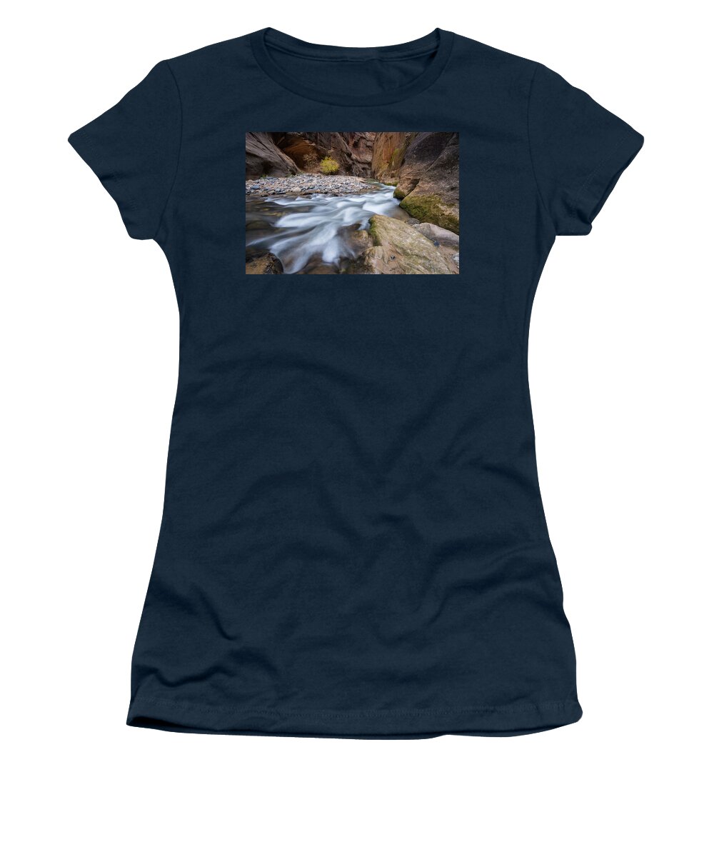 Zion Women's T-Shirt featuring the photograph Virgin River Narrows by Wesley Aston
