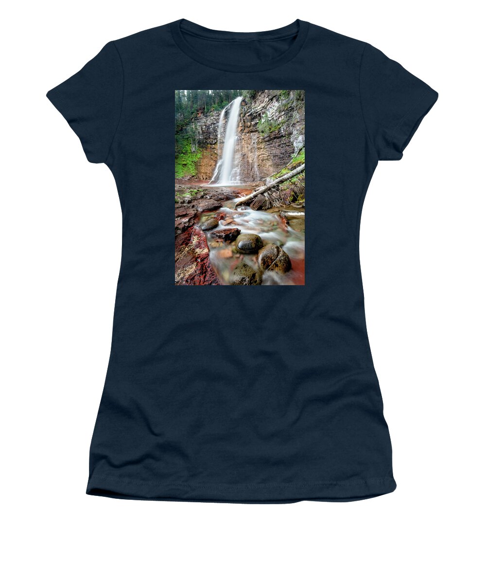 Waterfall Women's T-Shirt featuring the photograph Virginia Falls at Glacier National Park by Jack Bell