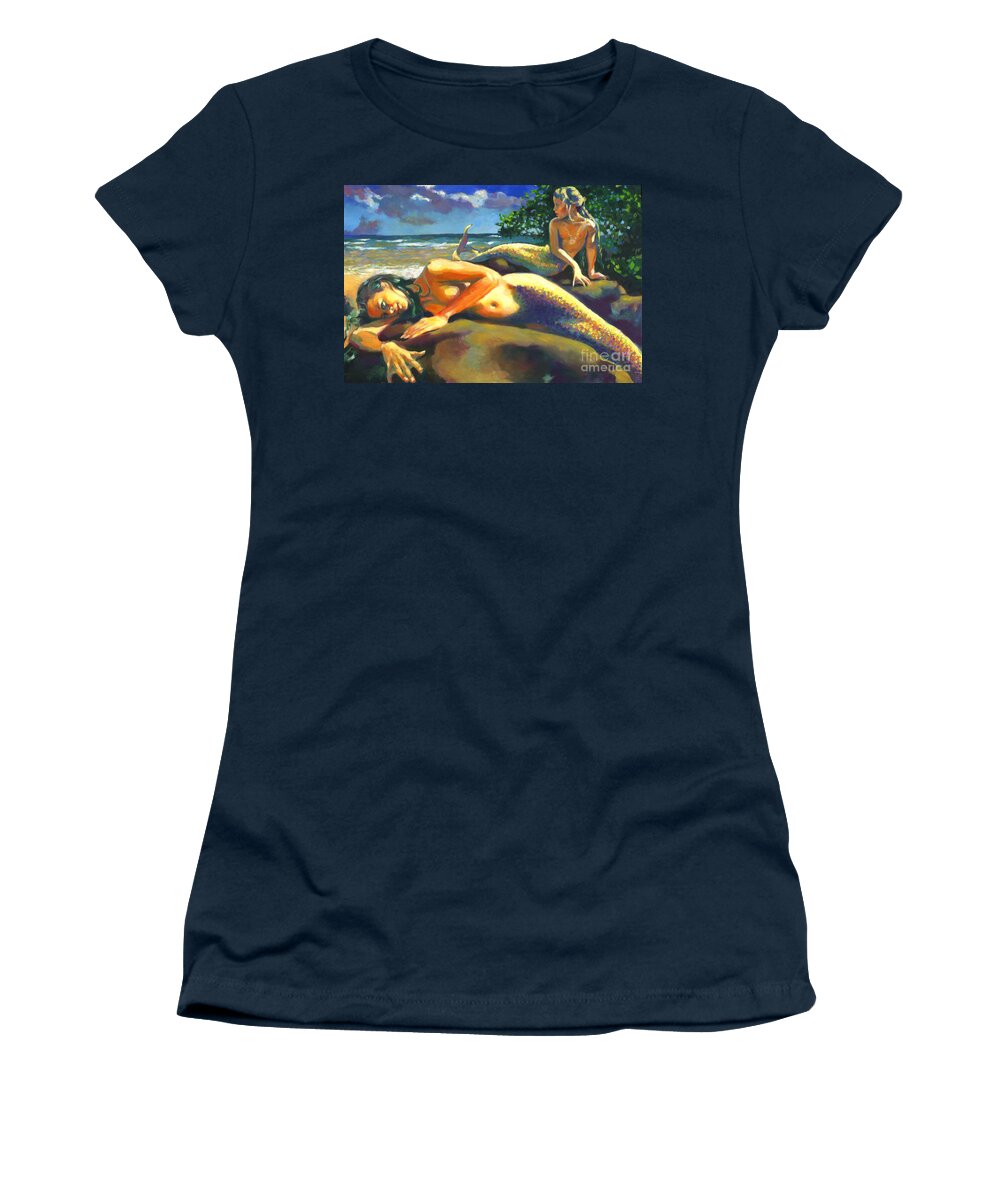 Mermaid Women's T-Shirt featuring the painting Wailua River Mouth by Isa Maria