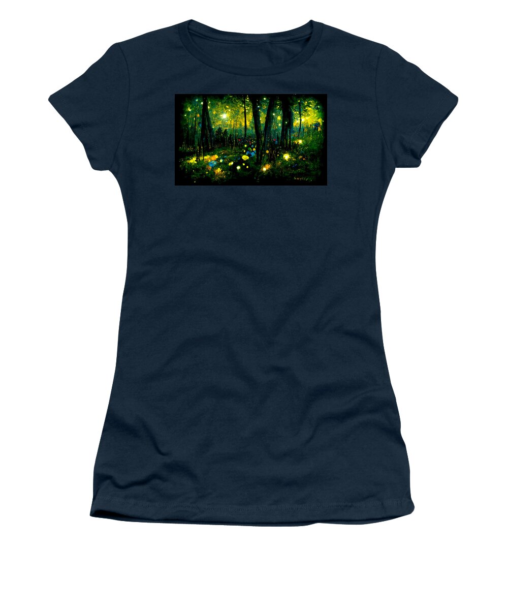 Fairy Women's T-Shirt featuring the painting Walking through the fairy forest, 01 by AM FineArtPrints