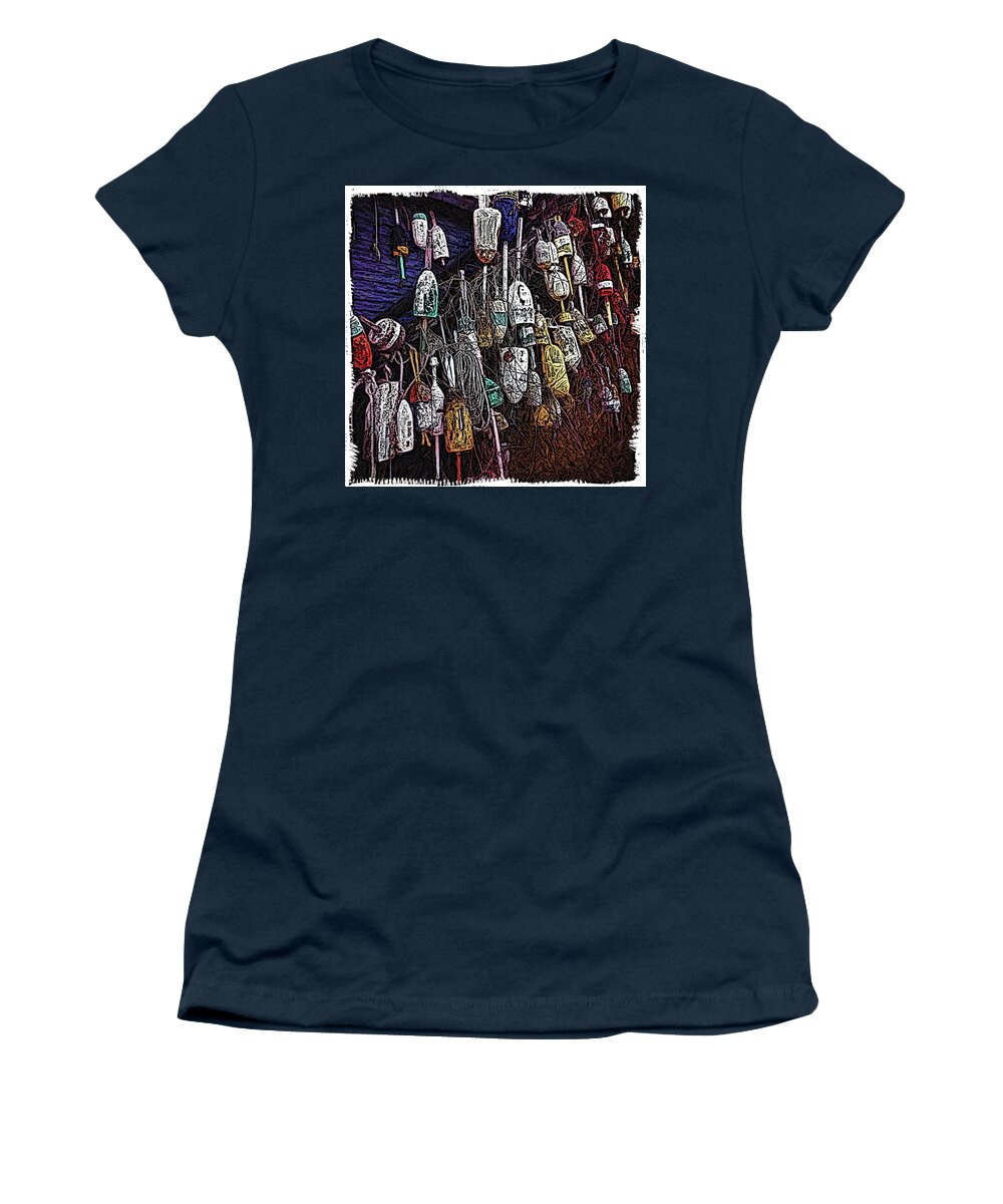 Maine Women's T-Shirt featuring the photograph Wall O'Bouys - Maine by Ann Tracy