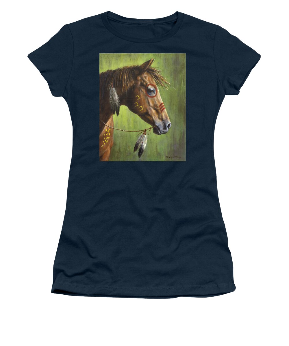 Horse Women's T-Shirt featuring the painting War Pony by Kim Lockman