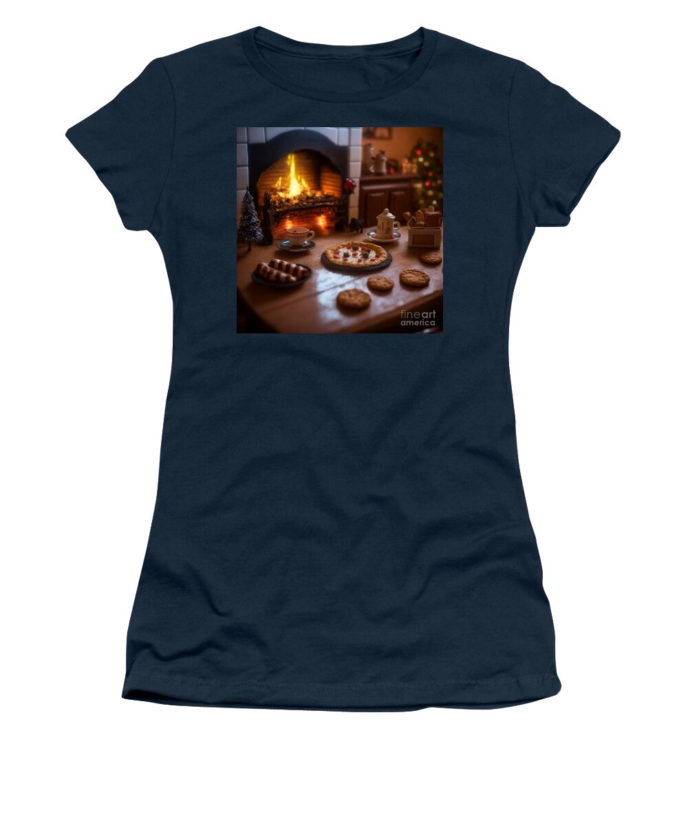Winter Women's T-Shirt featuring the mixed media Warm By The Fire by Jay Schankman